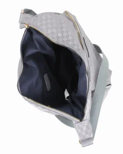 CORTINA POLO STYLE - Borsa piombo loggata con tasche laterali arricciate e tasca frontale con chiusura a zip