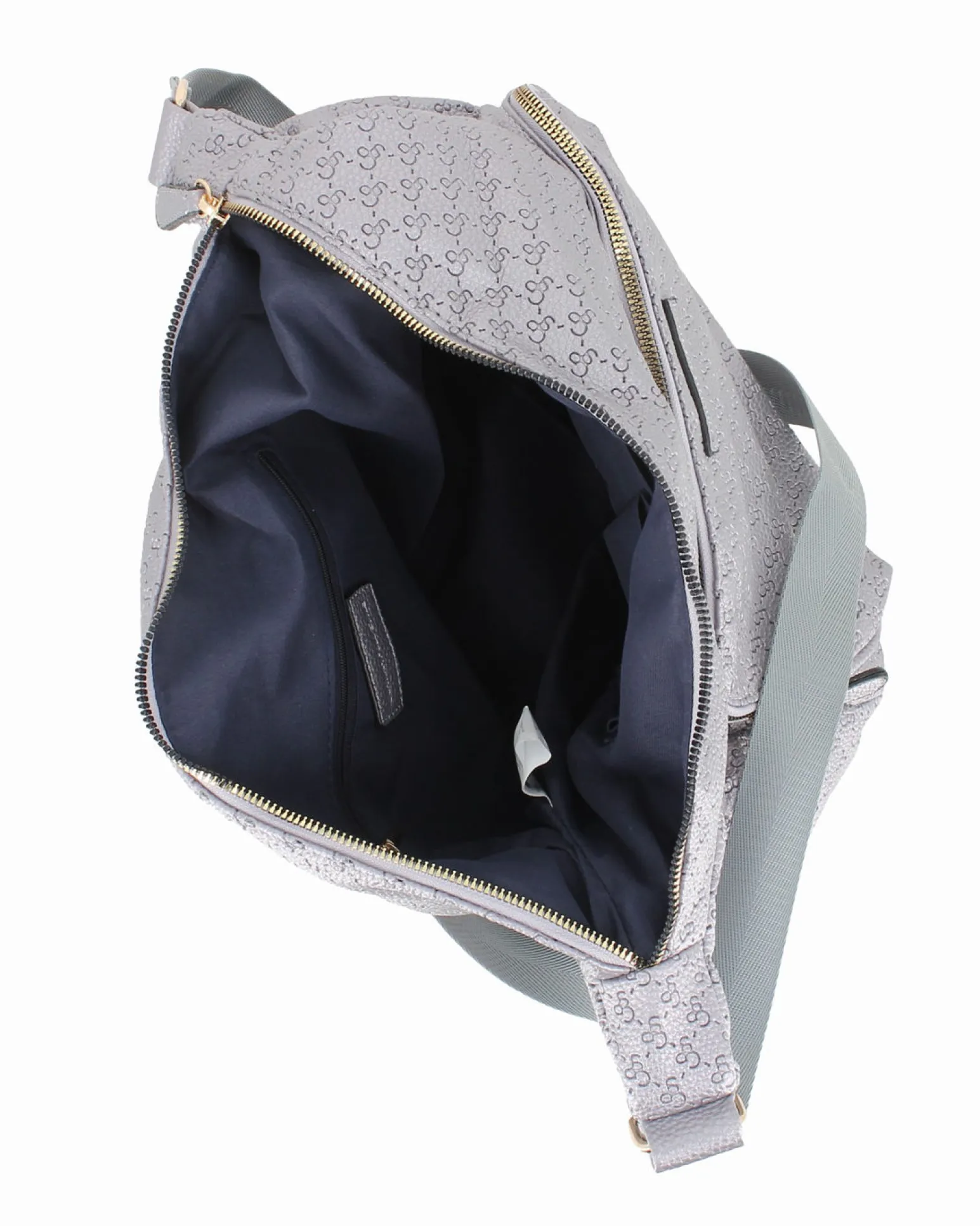 CORTINA POLO STYLE - Borsa piombo loggata con tasche laterali arricciate e tasca frontale con chiusura a zip