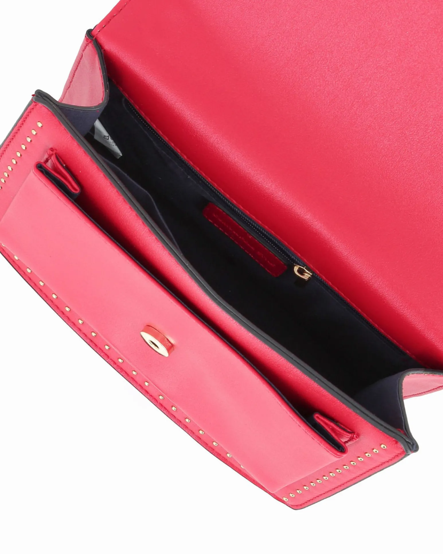 CORTINA POLO STYLE - Borsa rossa tracolla catena con borchiette sulla patta