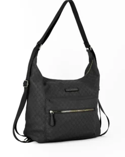 CORTINA POLO STYLE - Borsa sacca nera loggata con tasca frontale