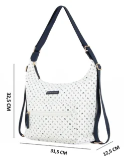 CORTINA POLO STYLE - Borsa sacca/zaino bianco loggato con tasca frontale
