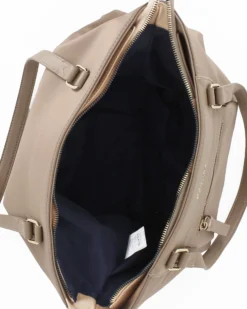 CORTINA POLO STYLE - Borsa shopping taupe con tasca frontale e tracolla removibile