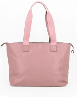 CORTINA POLO STYLE - Borsa shopping cipria loggata con tasca frontale