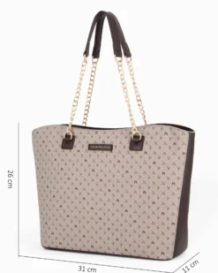 CORTINA POLO STYLE - Borsa shopping marrone manici catena