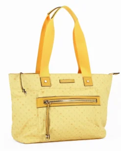 CORTINA POLO STYLE - Borsa shopping gialla loggata con zip frontale