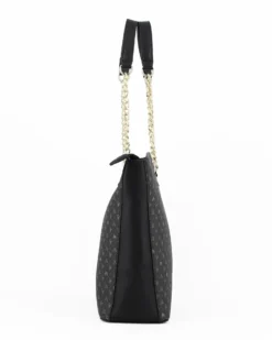 CORTINA POLO STYLE - Borsa shopping nera loggata con manici a catena