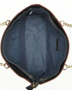CORTINA POLO STYLE - Borsa shopping bordeaux loggata con manici a catena