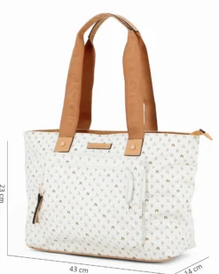 CORTINA POLO STYLE - Borsa shopping beige loggata con doppia tasca frontale