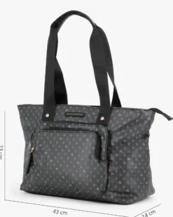 CORTINA POLO STYLE - Borsa shopping nera loggata con doppia tasca frontale