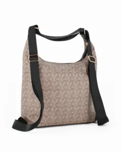 CORTINA POLO STYLE - Borsa/zaino taupe con tasca frontale e stampa logo