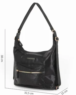 CORTINA POLO STYLE - Borsa/zaino nera con tasca frontale e stampa logo