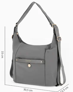 CORTINA POLO STYLE - Borsa/Zaino antracite con tasca frontale e dettaglio logo pendente