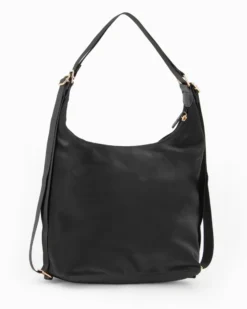 CORTINA POLO STYLE - Borsa/Zaino nera con tasca frontale e dettaglio logo pendente