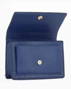 CORTINA POLO STYLE - Tracolla blu con patta e tasca frontale, dettaglio rivetti