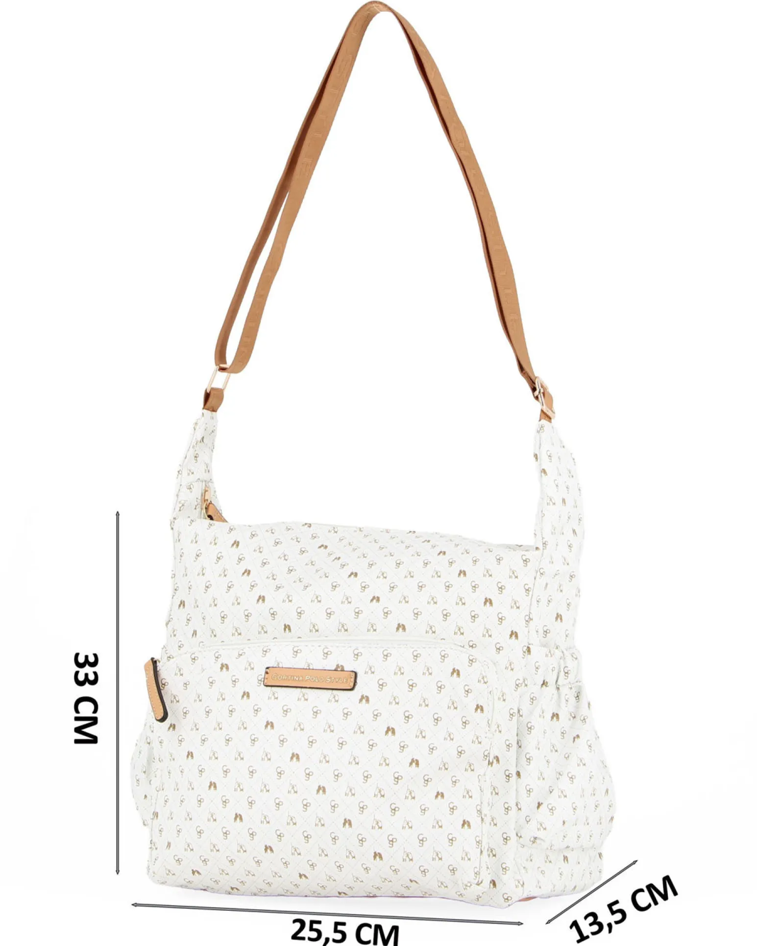 CORTINA POLO STYLE - Tracolla beige loggata con tasca frontale e taschini laterali elasticizzati
