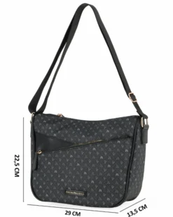 CORTINA POLO STYLE - Tracolla nera loggata con tasca frontale con zip diagonale