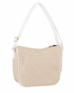 CORTINA POLO STYLE - Tracolla taupe loggata con tasca frontale con zip diagonale