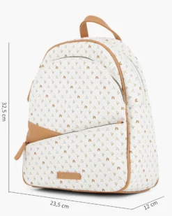 CORTINA POLO STYLE - Zaino bianco/cuoio loggato con doppia tasca frontale