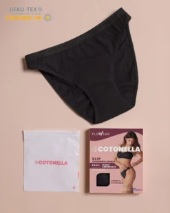 COTONELLA - Slip assorbente nero apribile, regolabile e lavabile
