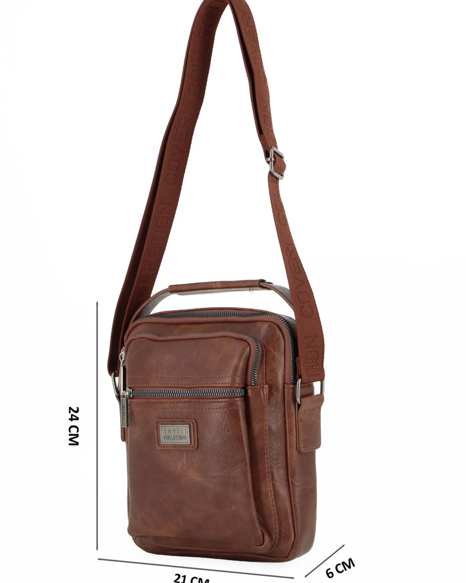 COVERI COLLECTION - Borsello marrone con manico e doppia tasca frontale