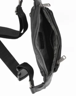 COVERI COLLECTION - Marsupio nero  da uomo con tasca frontale e posteriore