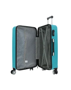 COVERI COLLECTION - TROLLEY ABS TURCHESE CON QUATTRO RUOTE DOPPIE E RIGHE ORIZZONTALI