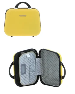 COVERI COLLECTION - TROLLEY ABS GIALLO CON QUATTRO RUOTE DOPPIE E RIGHE ORIZZONTALI