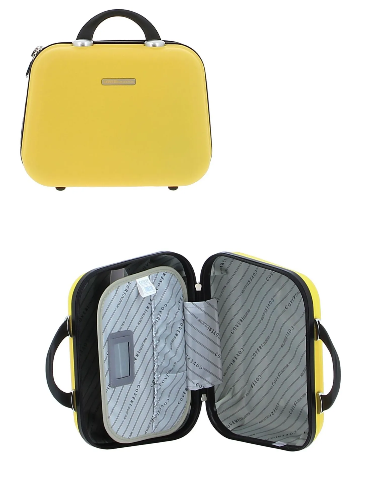 COVERI COLLECTION - TROLLEY ABS GIALLO CON QUATTRO RUOTE DOPPIE E RIGHE ORIZZONTALI
