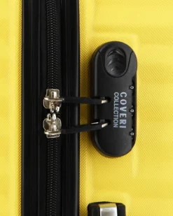 COVERI COLLECTION - TROLLEY ABS GIALLO CON QUATTRO RUOTE DOPPIE E RIGHE ORIZZONTALI