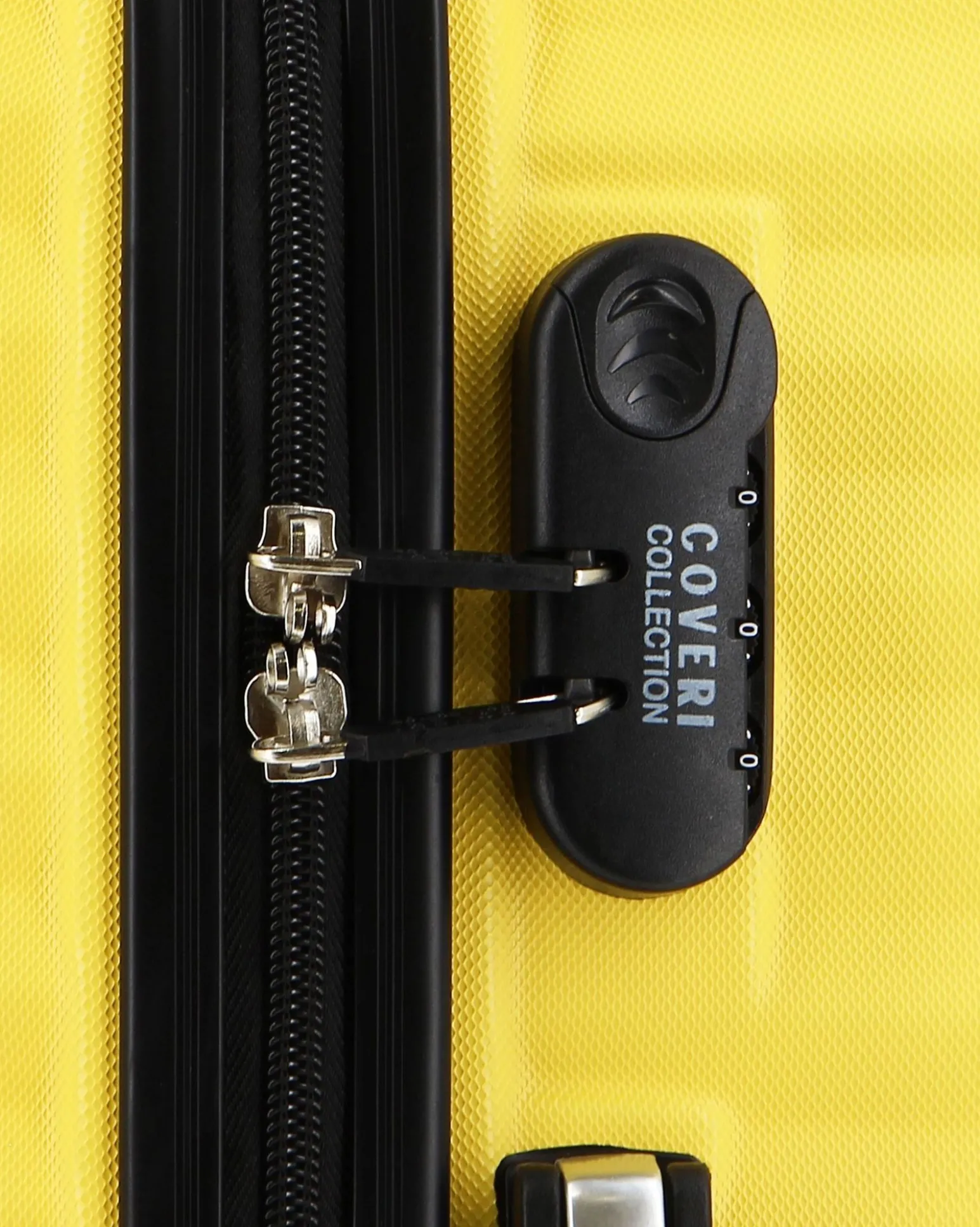 COVERI COLLECTION - TROLLEY ABS GIALLO CON QUATTRO RUOTE DOPPIE E RIGHE ORIZZONTALI
