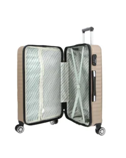COVERI COLLECTION - TROLLEY ABS CHAMPAGNE CON QUATTRO RUOTE DOPPIE E RIGHE ORIZZONTALI