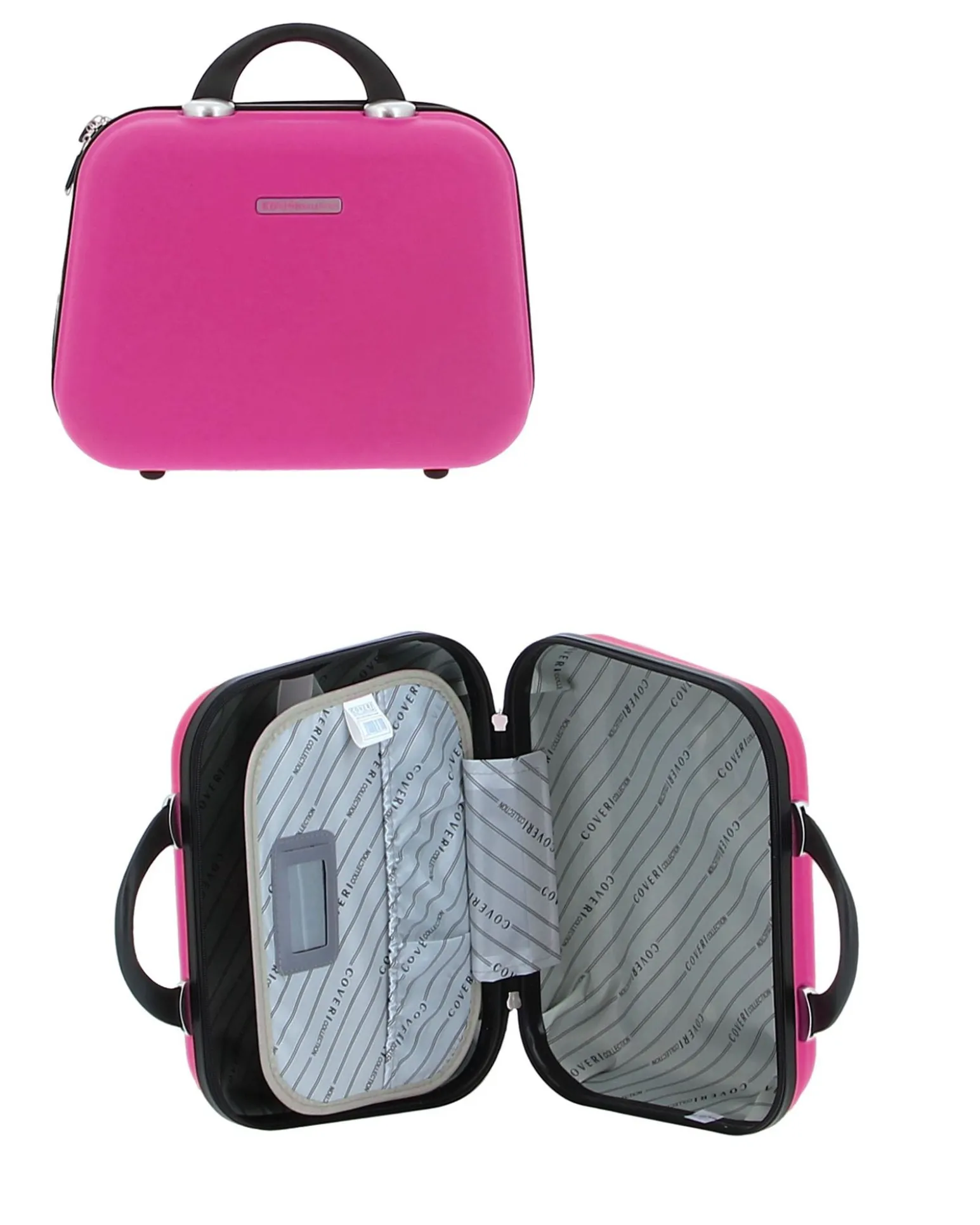 COVERI COLLECTION - TROLLEY ABS FUXIA CON QUATTRO RUOTE DOPPIE E RIGHE ORIZZONTALI