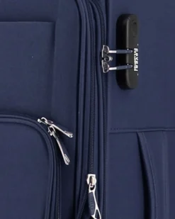 COVERI COLLECTION - TROLLEY BLU SCURO IN TESSUTO ESPANDIBILE CON DOPPIA TASCA FRONTALE