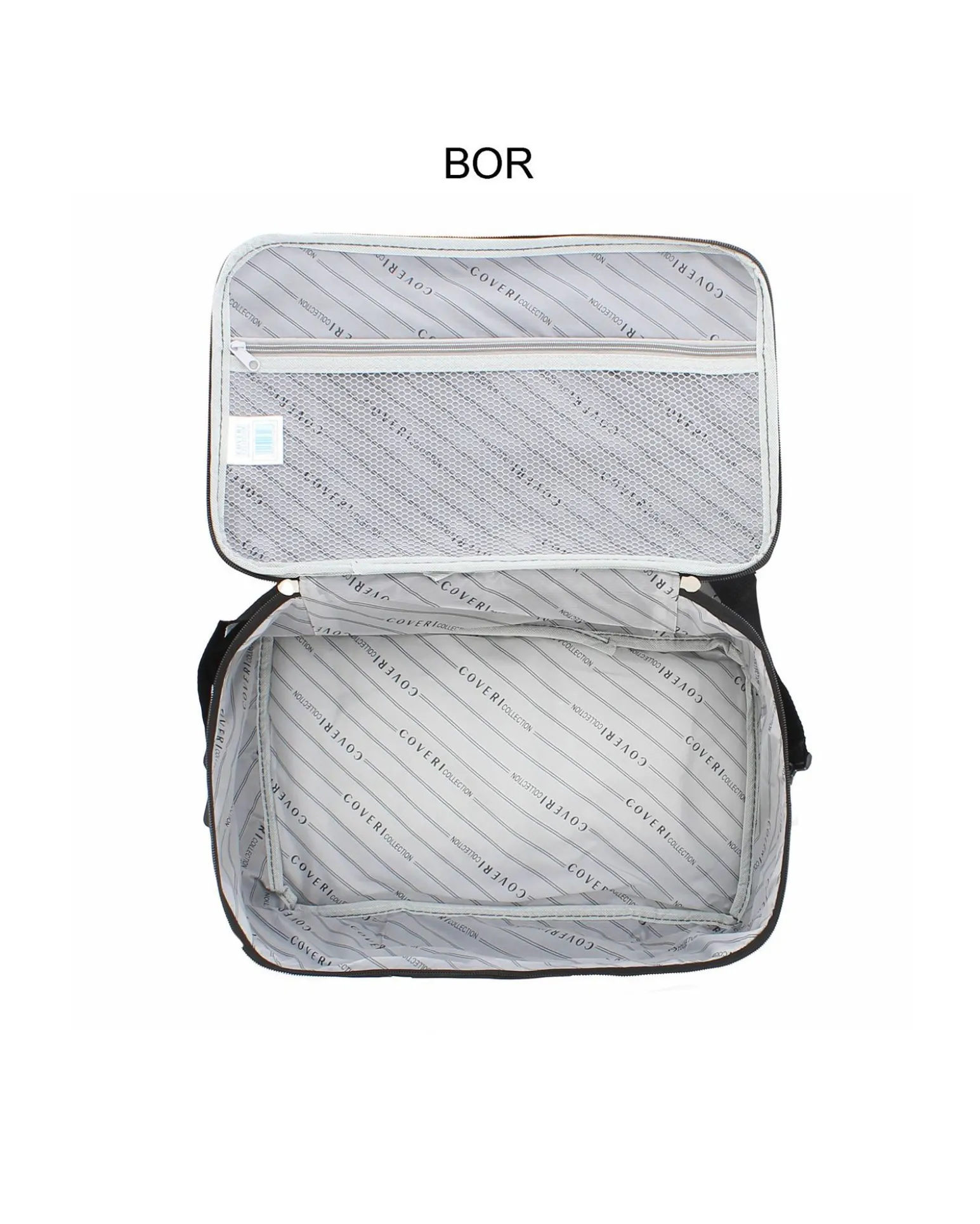 COVERI COLLECTION - Trolley in tessuto nero con 4 ruote doppie ed espansione