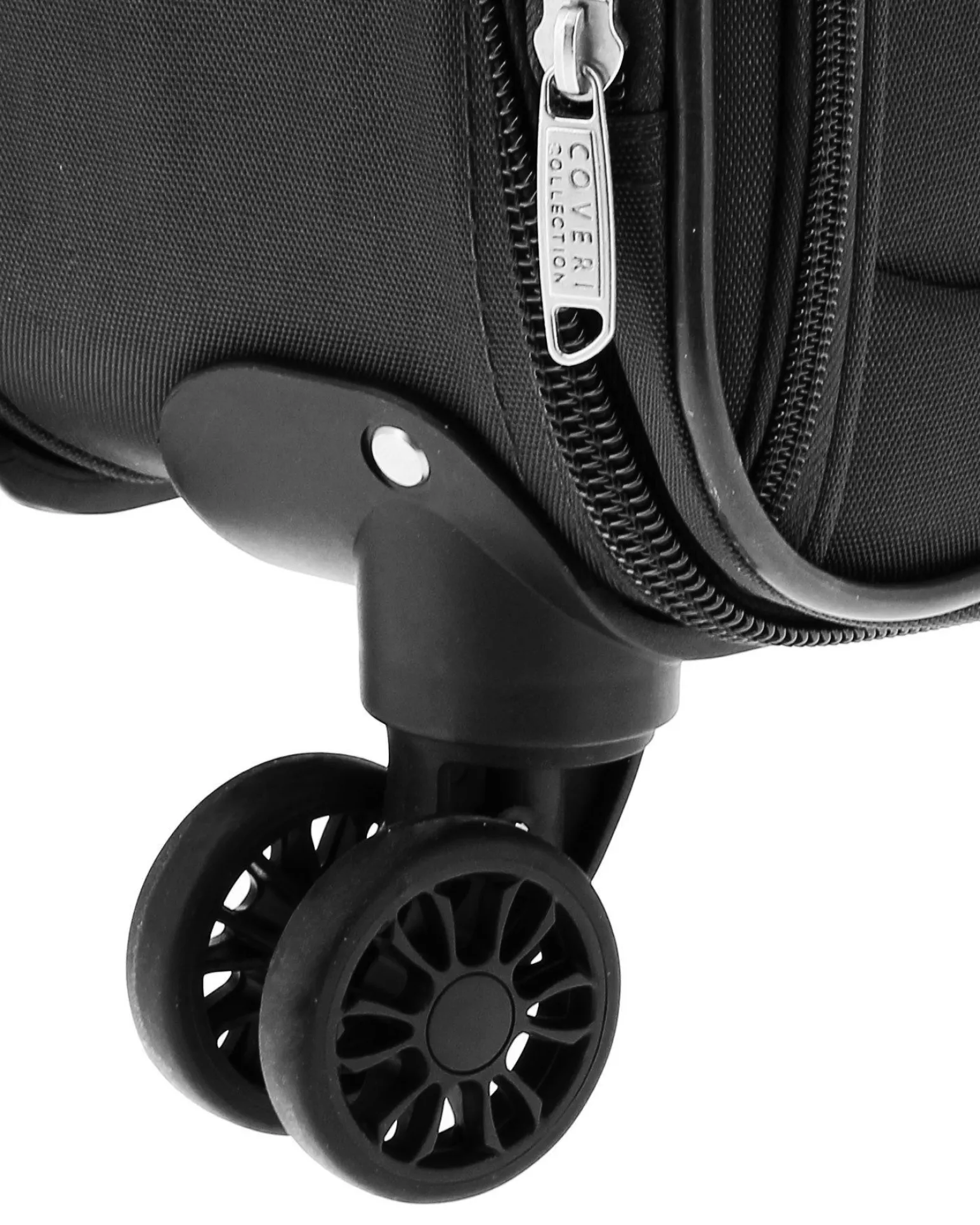 COVERI COLLECTION - Trolley in tessuto nero con 4 ruote doppie ed espansione