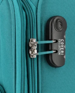 COVERI COLLECTION - TROLLEY TURCHESE IN TESSUTO ESPANDIBILE CON DOPPIA TASCA FRONTALE