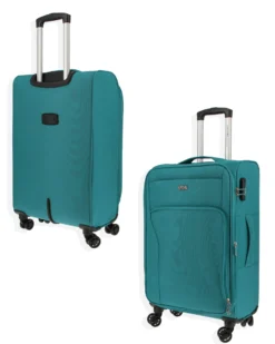 COVERI COLLECTION - TROLLEY TURCHESE IN TESSUTO ESPANDIBILE CON DOPPIA TASCA FRONTALE