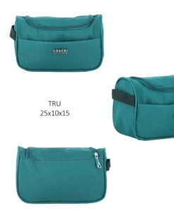 COVERI COLLECTION - TROLLEY TURCHESE IN TESSUTO ESPANDIBILE CON DOPPIA TASCA FRONTALE