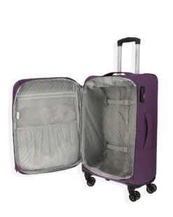 COVERI COLLECTION - TROLLEY VIOLA IN TESSUTO ESPANDIBILE CON DOPPIA TASCA FRONTALE