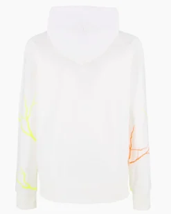 CUBA 10 - Felpa bianca con cappuccio e zip in cotone da donna