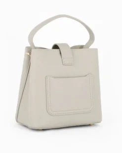 DAVID JONES - Borsa a mano grigia con pattina e tre scomparti principali, tracolla removibile