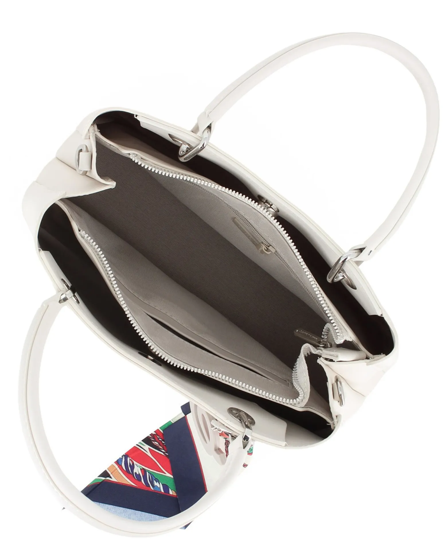 DAVID JONES - BORSA BIANCA A MANO DUE MANICI TRE SCOMPARTI E FOULARD