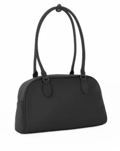 DAVID JONES - BORSA BOWLING NERA IN TESSUTO CON TASCHINI E CHARM REMOVIBILI