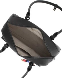 DAVID JONES - BORSA BOWLING NERA IN TESSUTO CON TASCHINI E CHARM REMOVIBILI