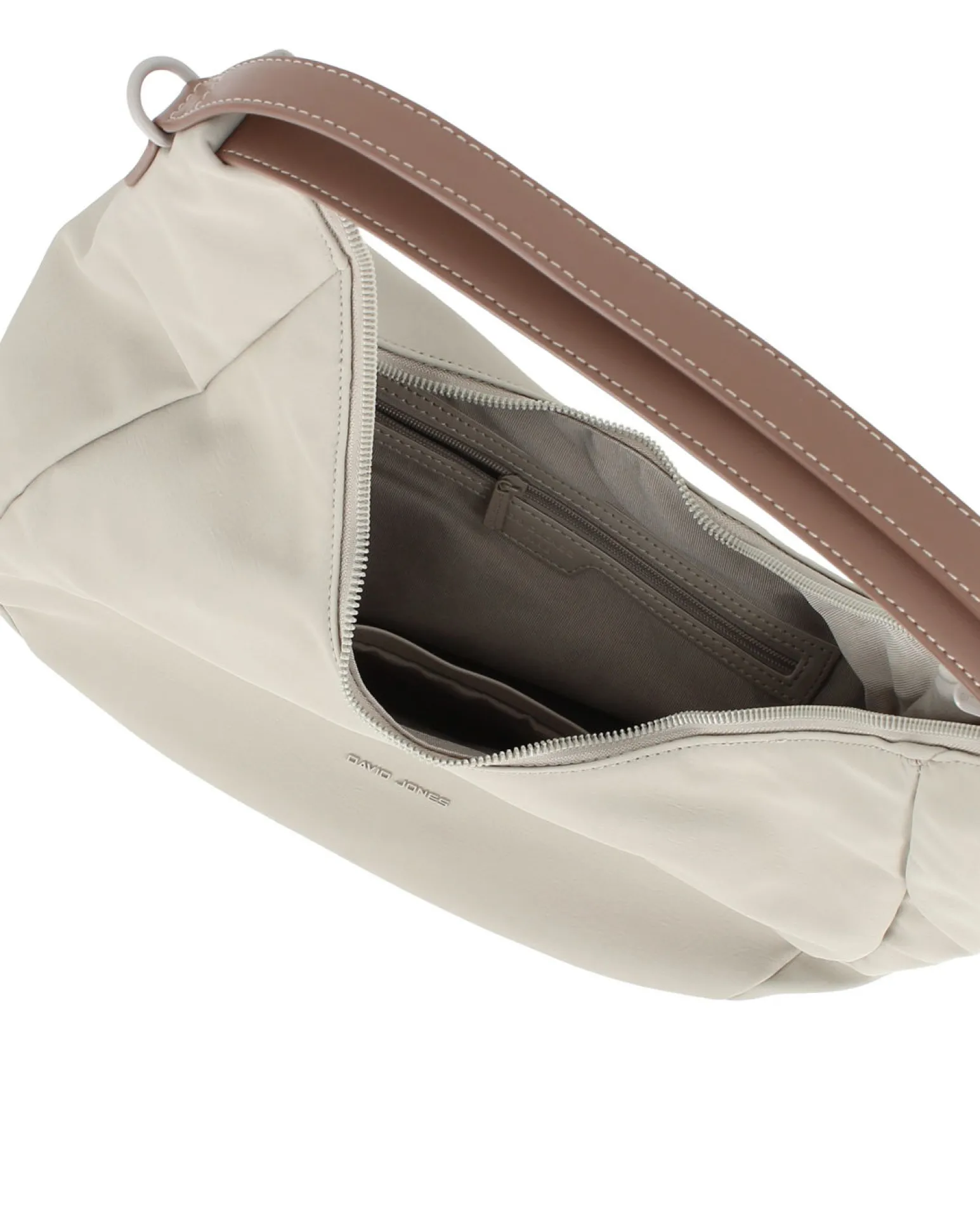 DAVID JONES - Borsa hobo bag grigio chiaro con charm
