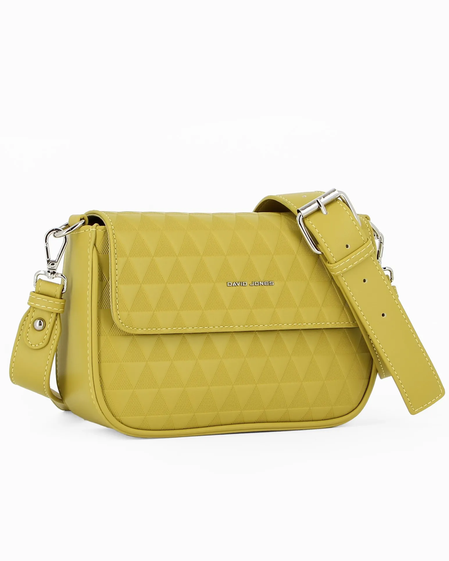 DAVID JONES - Tracolla verde chiaro fantasia triangoli con patta e tasca posteriore