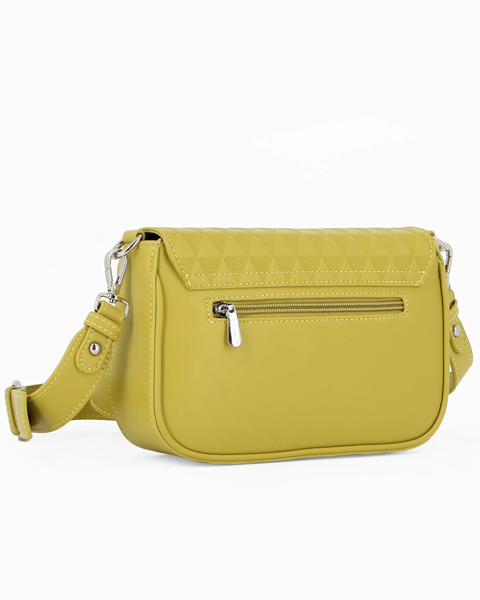 DAVID JONES - Tracolla verde chiaro fantasia triangoli con patta e tasca posteriore