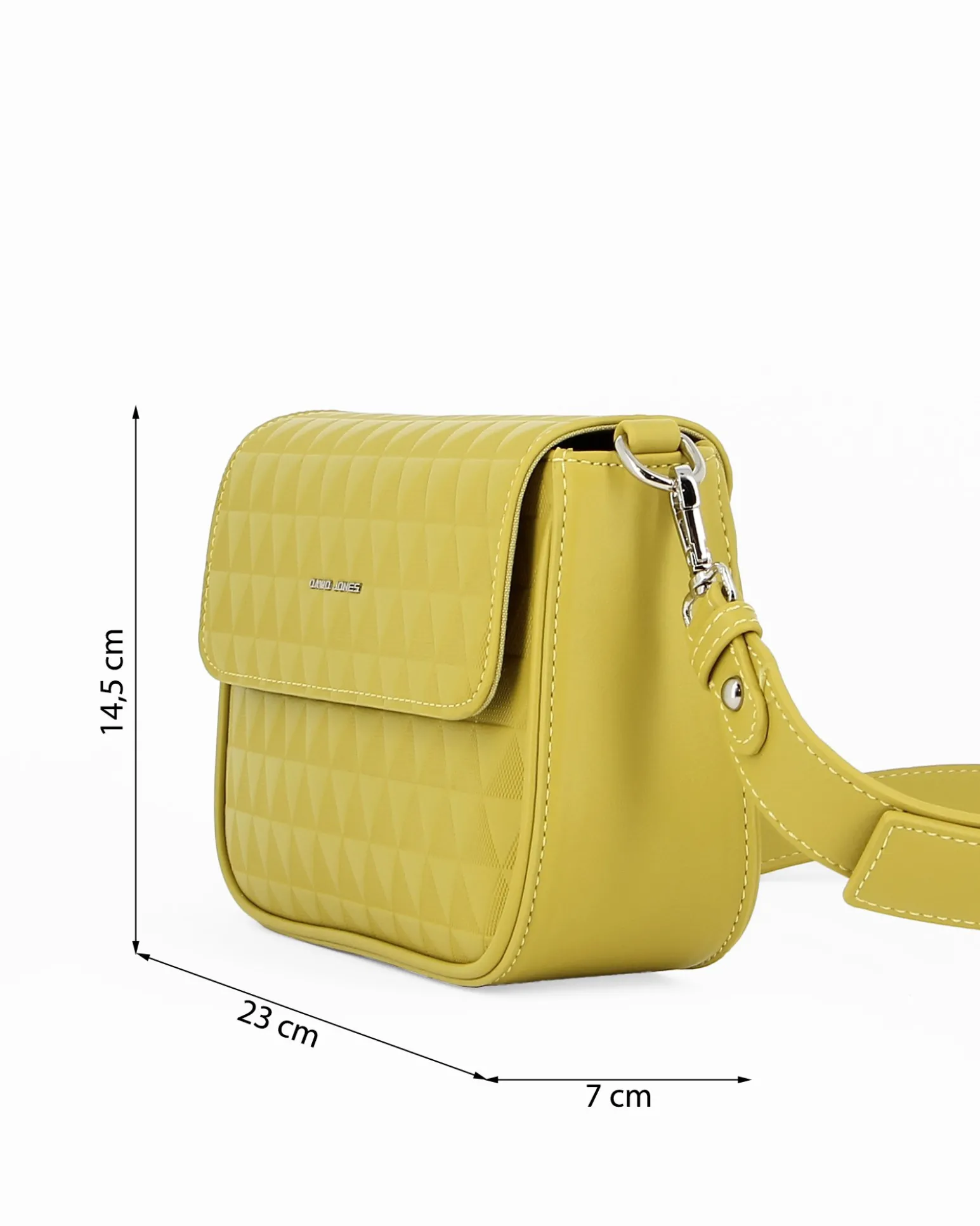 DAVID JONES - Tracolla verde chiaro fantasia triangoli con patta e tasca posteriore
