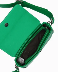 DAVID JONES - Tracolla verde fantasia triangoli con patta e tasca posteriore