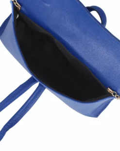 DIVAS - Borsa bracciale blu elettrico con catena oro VERA PELLE, MADE IN ITALY